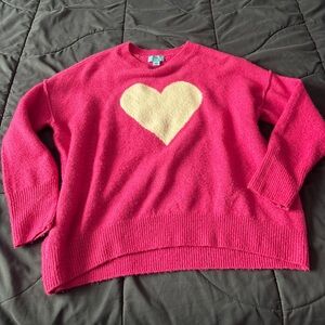 CeCe Vibrant Pink Sweater with Cream Heart